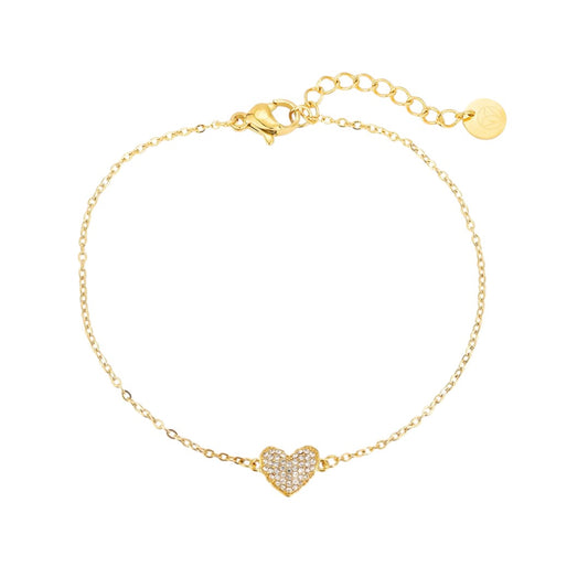 ARMBÅND MED HJERTE OG ZIRCONIA GULD