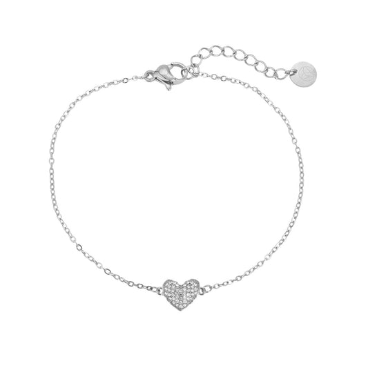 ARMBÅND MED HJERTE OG ZIRCONIA SØLV